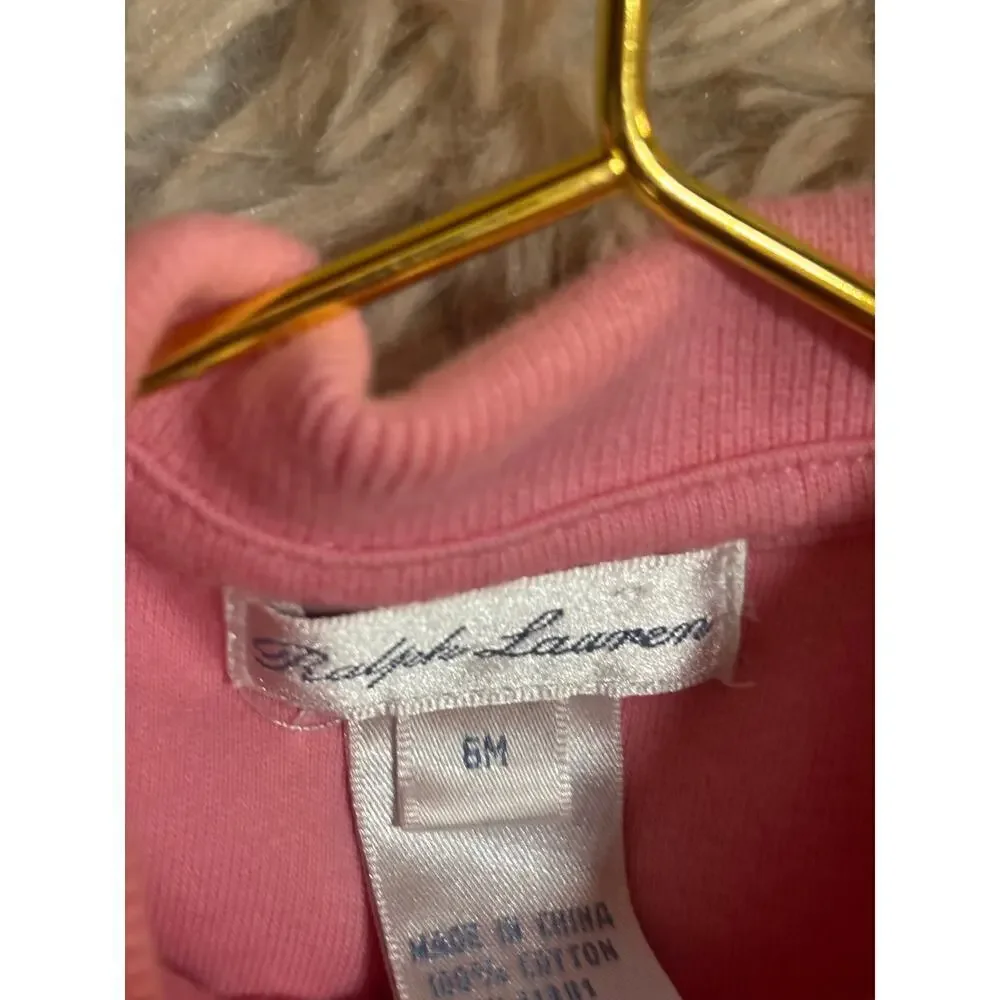 Ralph Lauren Baby Pink Polo Footed Romper SZ 6mnths